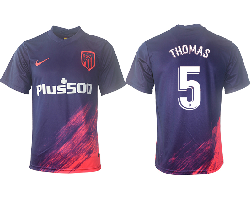 Men 2021-2022 Club Atletico Madrid away aaa version purple #5 Soccer Jersey